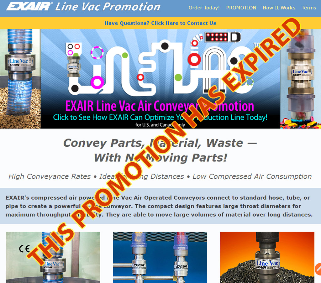 EXAIR Line Vac Promotion has expired