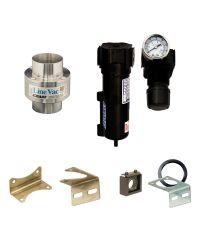 Line Vac Kits include a Line Vac, mounting bracket, filter separator and pressure regulator (with coupler).