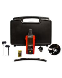 The full ULD system includes Ultrasonic Leak Detector, parabola, tubular extension, adapter, ear buds and batteries in a carrying case.