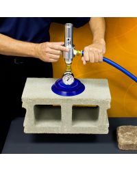 The vacuum level of an Adjustable E-Vac can be quickly changed from lifting lightweight pavers to heavy cement blocks.