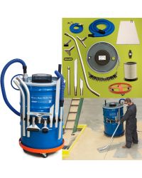 Heavy Duty HEPA Vac accessories include a variety of heavy duty tools, tool holder, drum dolly, compressed air hose, static resistant hose, HEPA filter and pre-filter.