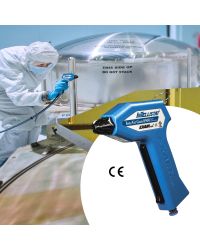 The Intellistat Ion Air Gun utilizes balanced and ionized compressed air to neutralize static.