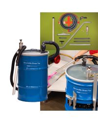 Reversible Drum Vac Accessories include the spill recovery kit, vacuum hose, tool holder, drum dolly and a variety of tools.