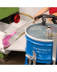 Premium Reversible Drum Vac Systems include the drum, drum dolly, an upgrade to heavy duty aluminum tools, ABS spill recovery kit, tool holder and air supply hose.