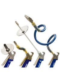 Soft Grip Safety Air Gun Family can include Stay Set Hose, Extension Pipes and Chip Shields.