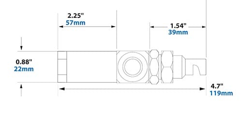 Dimensions - 1/4 FNPT No Drip Internal Mix Deflected Flat Fan Pattern Atomizing Nozzle