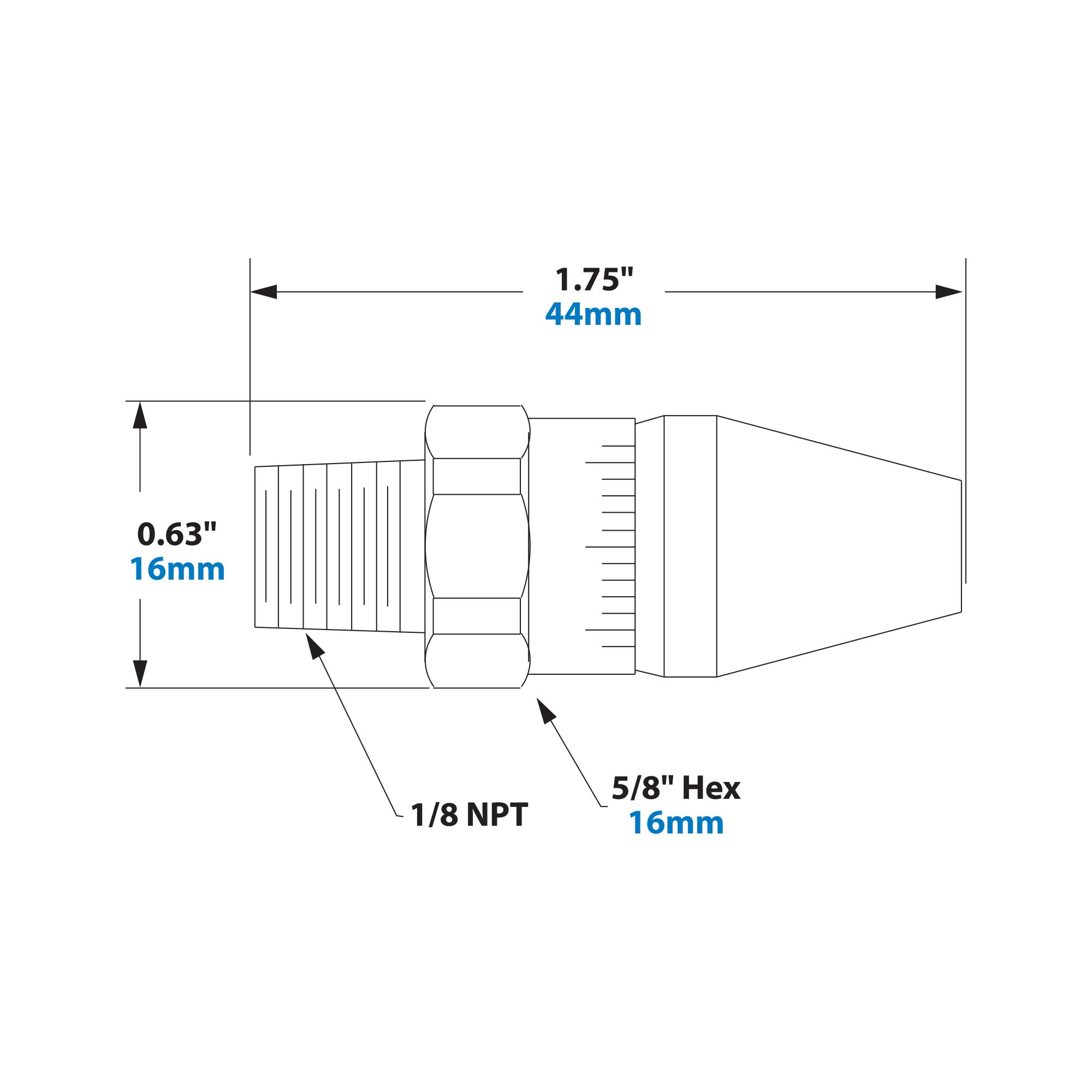 EXAIR Adjustable Air Nozzle Dimensions
