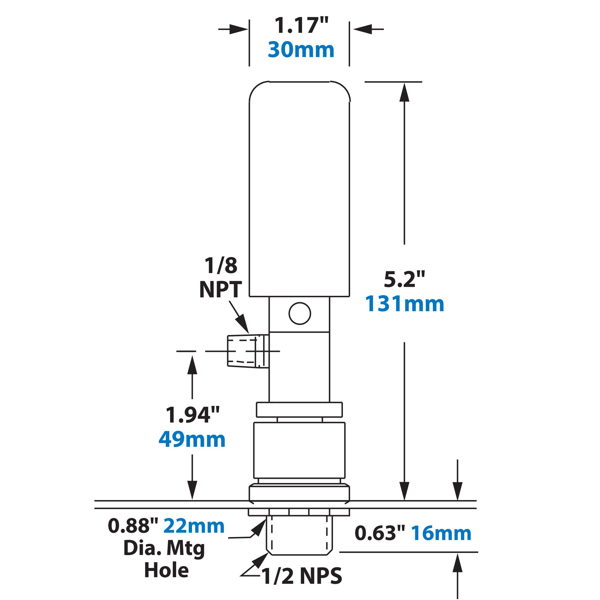 EXAIR small NEMA 12 Cabinet Cooler Dimensions