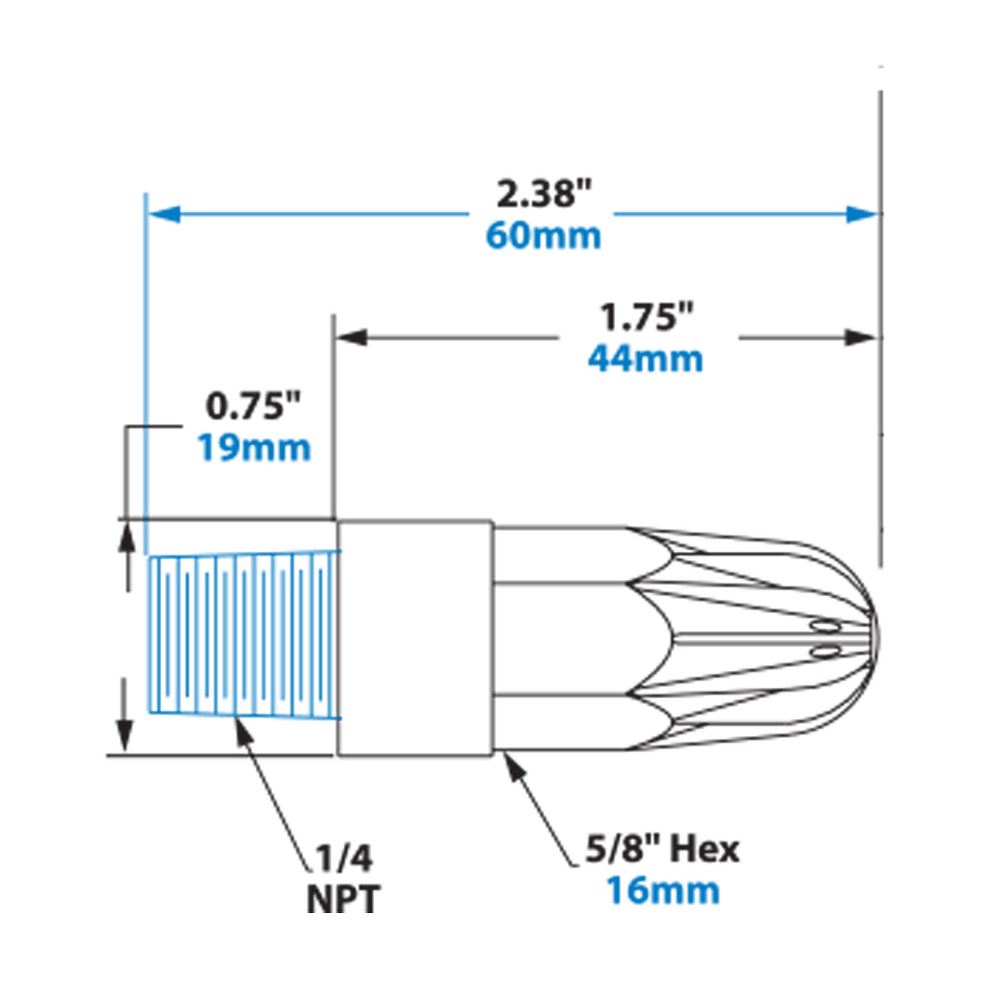 EXAIR Super Air Nozzle Dimensions