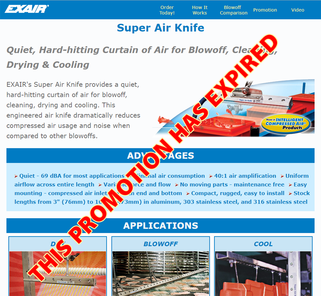 Super Air Knife Promotion has Expired