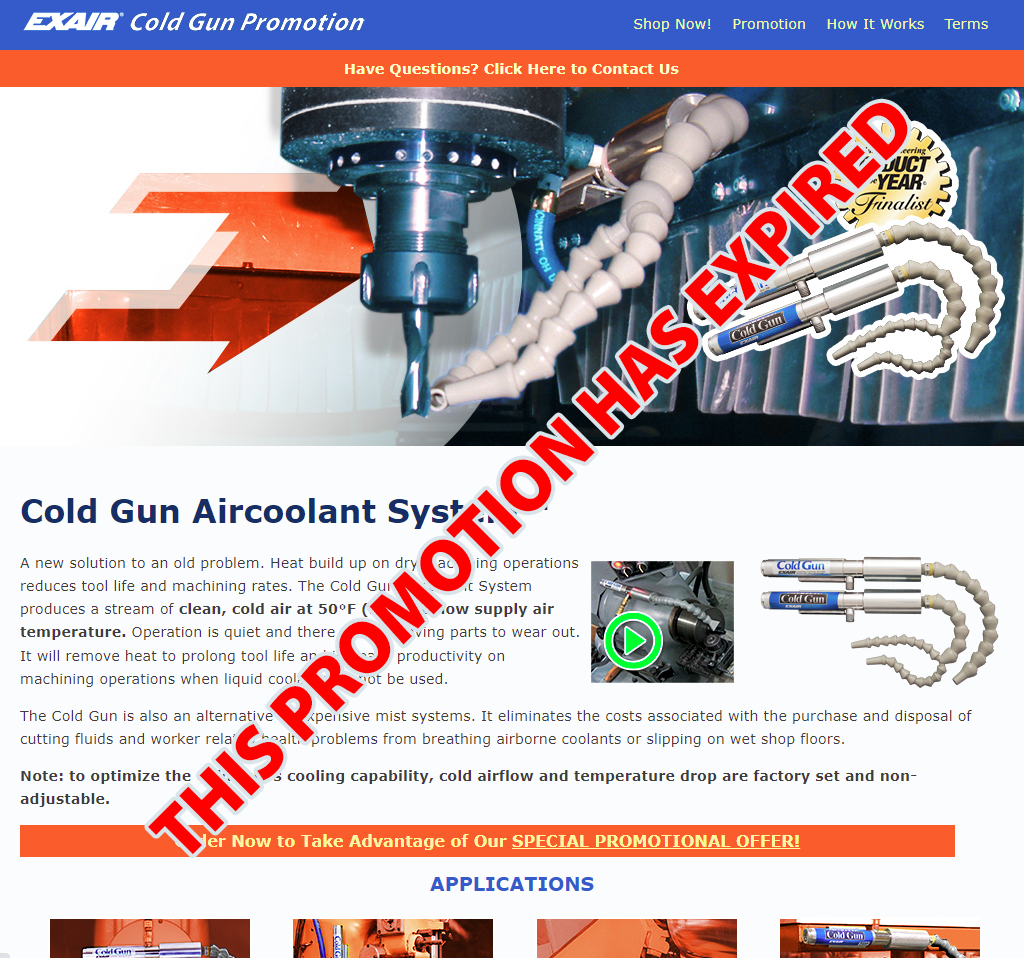 EXAIR Cold Gun promotion is now expired.